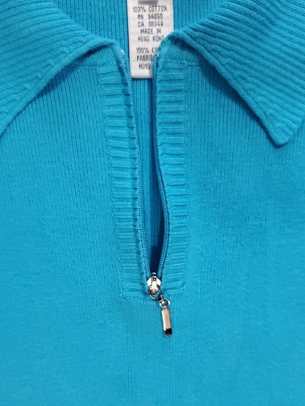Jones Wear Bright Turquoise Short Sleeve Zip Polo - Picture 4 of 6